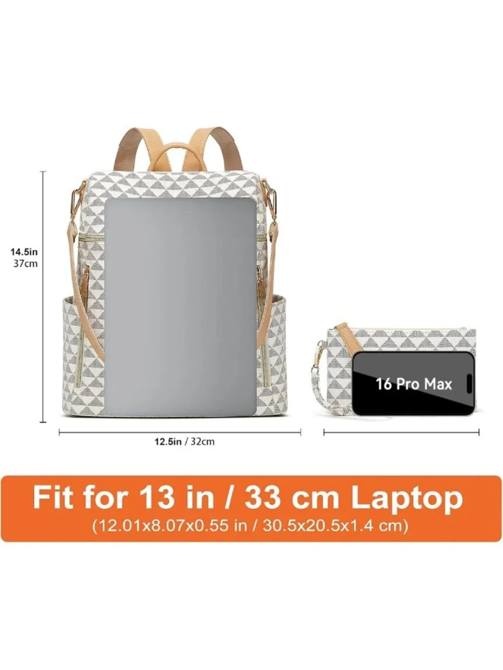 Stylish PU Leather Backpack Purse for Women - Convertible Travel Satchel 2-Piece